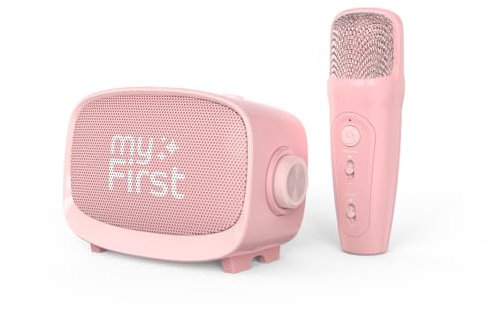 myFirst Voice 2 Karaoke for Kids – Portable Wireless Kids Karaoke Machine speaker with Bluetooth, Echo Amplifier & Fun Voice Effects, Perfect Microphone for Kids (Pink)