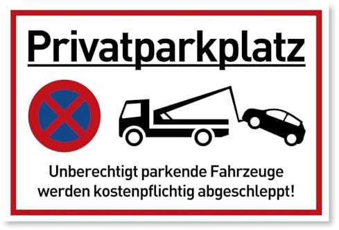 Panneau de parking privé - 30 x 20 cm - En métal - Les véhicules sont remorqués aux frais - Indication claire d'interdiction de stationnement - Panneau de parking privé