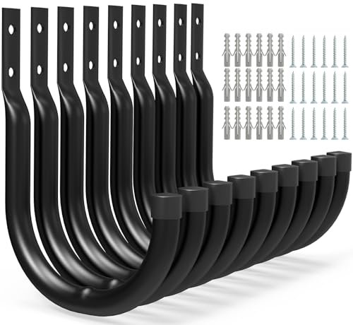 AinDen Ganci da parete per garage, set di 9 ganci per scala, ganci robusti per carichi pesanti (9 pezzi, H12 cm x L8,9 cm)