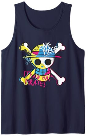 Sombrero de paja de una pieza con logotipo de los piratas en color mono D Luffy Camiseta sin Mangas