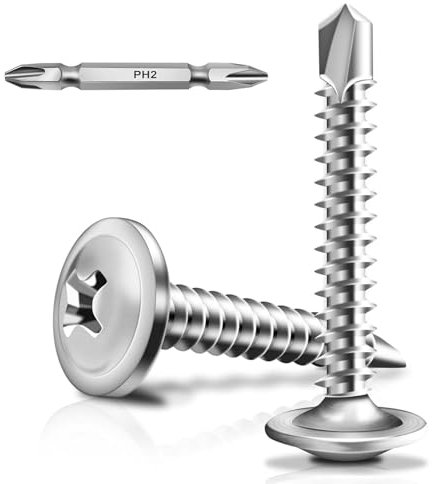 Viti autofilettanti in acciaio inox, viti autofilettanti, 50 pezzi, 4,8 x 25 mm, viti a croce, con cacciavite