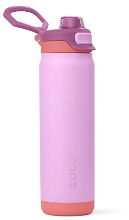 ZULU Powerfill Pro 24oz Stainless Steel Water Bottle with Quick Fill Lid, Triple Walled Vacuum Insulated Metal, Leak Proof Locking Lid, Sip and Chug, Reusable BPA Free, Sherbert