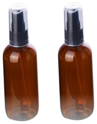 minkissy Refillable Small Spray Bottle 5pcs 50ml Pet Plastic Cosmetic Bottles Semi Light Brown Black Pump for Makeup Travel Indoor Outdoor