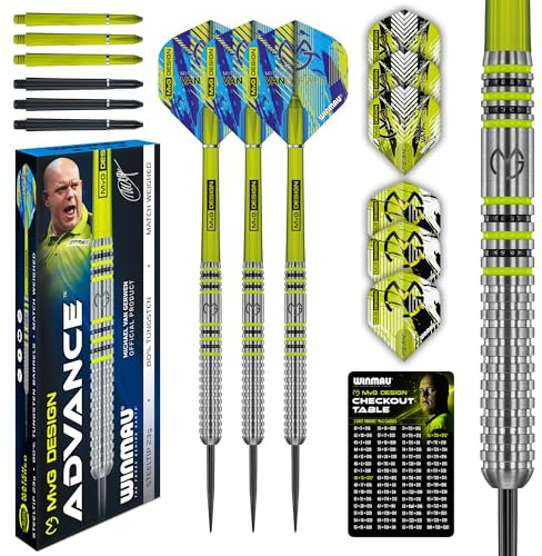 WINMAU – Michael Van Gerwen MvG Advance – 23g, 80% Wolfram, Dartpfeile Profi mit Dart-Flights und -Schäften (Stielen)