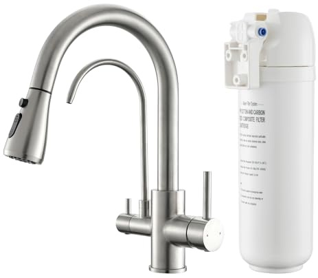 GIMILI 3 in 1 Kitchen Faucet with Reverse Osmosis Water Filter, Reduces Lead, Chlorine, Bad Taste & Odor, Reverse Osmosis Drinking Under Sink Water Filter System with Drinking Water Faucet