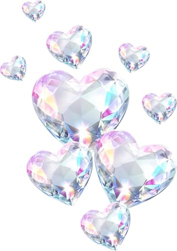 x10 Diamond Heart Vinyl Decal Stickers, Cover Marks, Love Wall Art. Decor | Opaque Finish, No White Edges, Weatherproof, UK Manufactured, Love Theme, Romantic Accent Design, Use For Wall, Doors and Cup