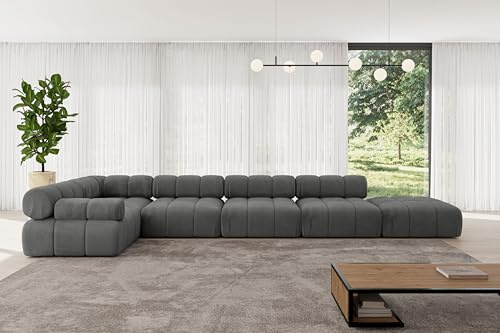 ALTDECOR Modulares Sofa Ecksofa in L-Form Corner modular Sofa Eckcouch Couch Wohnlandschaft Cauchsofa Polstersofa Felto-L3-475x190x70 cm Dunkelgrau