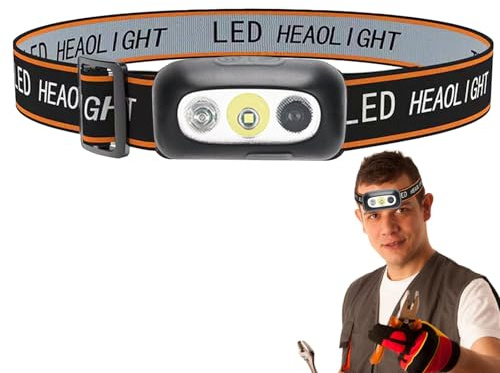 Head Torch for Adults | Head Light LED Headlamp | Rechargeable Camping Headlamps, Protective Helmet Headband Torch, Headlamp for Outdoor Hiking, Fishing