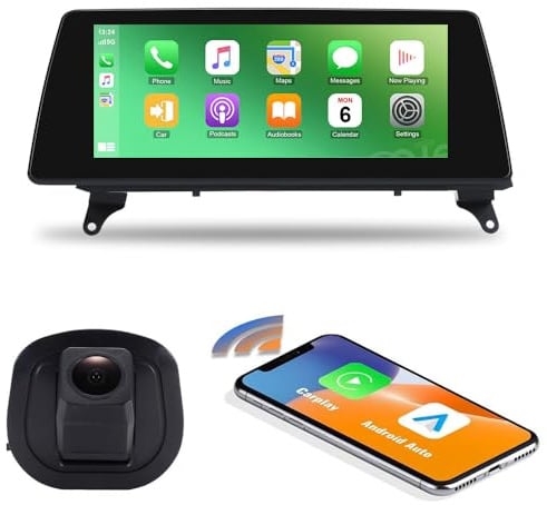 Android Autoradio mit Bildschirm, EVO-System,10,25 Zoll Wireless CarPlay & Android Auto Radio Car Play Touch Display Monitor+Rückfahrkamera für BMW X5 E70 X6 E71 E72 xDrive30d xDrive35d