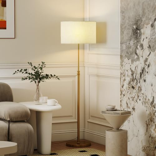 HOMCOM Lampada da Terra con Telecomando, per Soggiorno e Camera, Oro