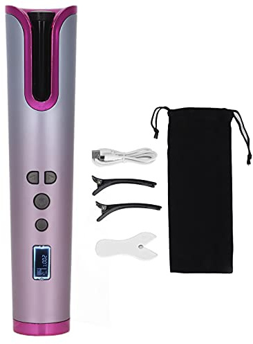 Bigoudi automatique USB Rechargeable LCD sans fil automatique en céramique fer à friser les cheveux baguette avec 6 températures pour la coiffure