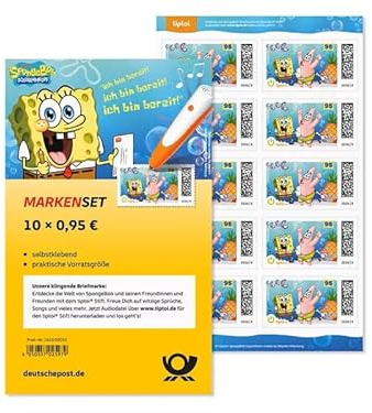 Deutsche Post Briefmarken ,95, Selbstklebend, Für Standardbriefe Bis Postkarten, Markenset Spongebob, 10 X 0, 20g