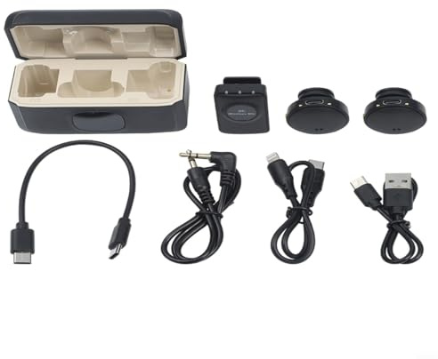 Glomc Wireless Microphone for DJI Action 5 Pro/4/3/2, Pocket 3, for Osmo 360, Clear Sound Recording with ABS Build, Compact Design, Includes Charging Case and Receiver