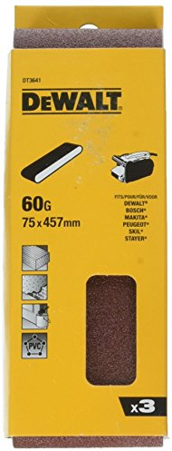 Dewalt Sanding Belts, 75 x 457mm, Grit Size 60, Pack QTY 3 DT3641-QZ