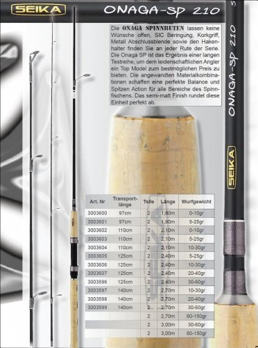 Tubertini Seika Onaga SP 2,70m WG:60-150g, Spinnrute