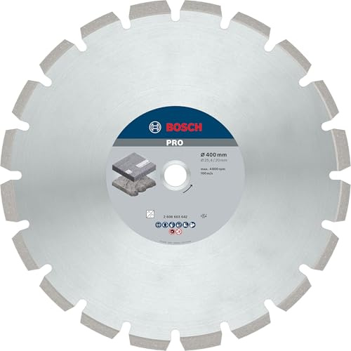 Bosch 1x PRO Asphalt Diamanttrennscheibe, 400 x 20/25,4 mm | für Asphalt, Frischbeton, Ø 400 mm, Professional Zubehör Tischkreissäge, Benzinsäge