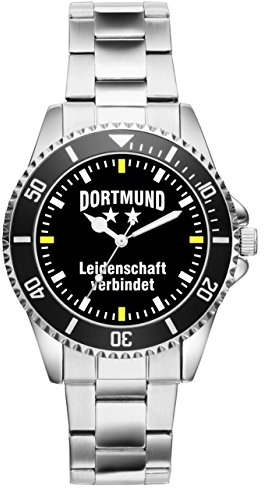 KIESENBERG Herrenuhr Armbanduhr Dortmund Geschenk Fußball Sport Fan Artikel Analog Quartz Uhr Metallband 2274