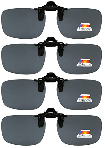 Eyekepper Klappbare zum Aufstecken Sonnenbrille Polarisiert 60 x 43 MM 4er-Pack Metallbrille Clip
