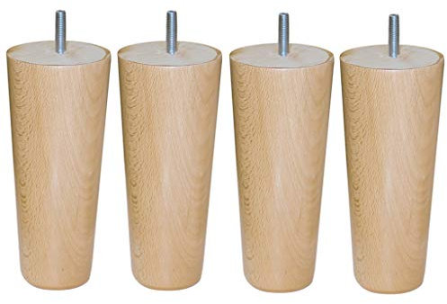 Margot 3700527843551 Conique Lot de 4 Pieds de Sommier, Vernis Naturel, Hauteur 15 cm