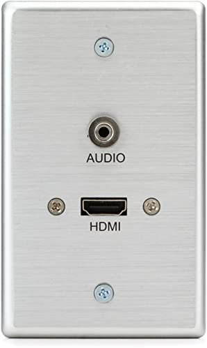 Legrand – C2G Plaque murale simple gang, plaque murale audio à utiliser comme plaque murale HDMI comme plaque murale, aluminium brossé, argent, 1 pièce, C2G 39871