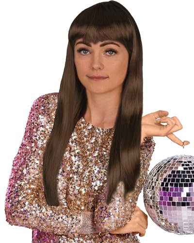 REDSTAR FANCY DRESS Damen Lange Gerade Perücke Kostüm Zubehör Cosplay Party Perücken - Braun
