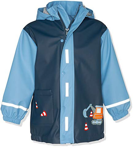 Playshoes Regen-mantel Baustelle Veste Imperméable Mixte enfant, Bleu (Marine 11), 86 CM , 12-18 mois