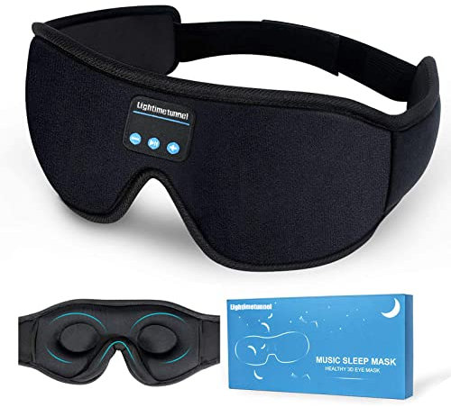 Lightimetunnel Sleep Headphones, máscara de ojos lavable 3D inalámbrica Bluetooth 5.0 con parlantes estéreo ultrafinos ajustables para viajes e insomnio