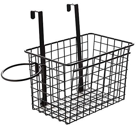 TOMYEER Over Door Hair Dryer Holder Storage Basket Wall Mounted Multifunctional Hanging Shelf for Bathroom Kitchen(Black)
