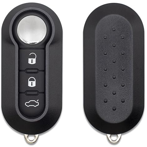 Lage Guscio per Chiave Compatibile con Fiat Grande Punto, Evo, Panda, 500, Bravo, Stilo, e Lancia Ypsilon, Delta, Musa - Scocca Cover Telecomando Auto di Ricambio in Plastica Nero, con Lama e Pulsanti