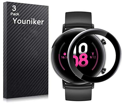 Youniker 3 Pack for Huawei Watch GT2 42mm Screen Protector Film for Huawei Watch GT 2 42mm Smartwatch Screen Protectors Foils 3D Full Coverage Screen Cover Anti-Scratch No Bubble