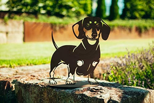Ferrum Metallfigur Edelrost Figur Dackel Hund Wasti Skulptur Gartenfigur Tierfigur Rost