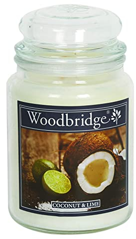 Woodbridge Große Duftkerze im Glas mit Deckel | Coconut Lime | Duftkerze Kokos | Kerzen lange Brenndauer | Raumduft für Zuhause | Kerze 2 Docht