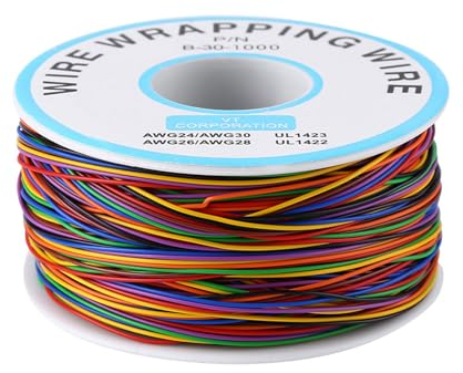 Isolation Durable 280M Wrapping Test Cable 30AWG 8 fils en cuivre plaqué étain Câble de démarrage pour planche à pain pour test électronique avec bobine en plastique électrique