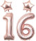 40In Giant Digital Number 16 Balloon Rose Gold - 16th Birthday Balloons 16th Birthday Decorations for Girls Including 2 Pack 18In Star Balloons Rose Gold
