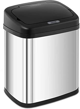 Fromm & Starck Poubelle Automatique De Cuisine En Acier Métal Ouverture Auto Sans Contact Électronique Capteur STAR_BIN_43 (20 l, Diode LED, Portée Capteur 30 cm, À Piles, Inox & ABS)