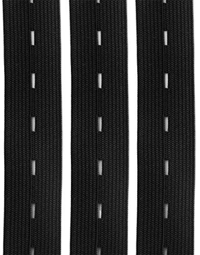 Realm Black & White Elastic Bands With Buttonhole for Trouser Waistbands, Maternity Clothes, Sewing, Knitting, Crafting (16mm, 19mm, 25mm) (Black, 25mm - 1 Metres)