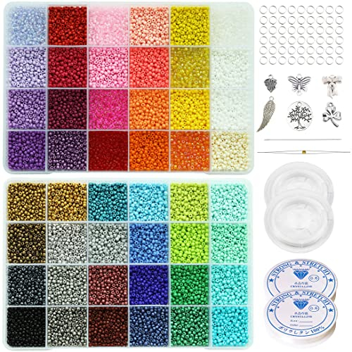 Bala&Fillic 3mm Perlen Glasperlen zum Auffädeln 48 Farbe 16800 Stück 8/0 Rocailles Perlen für Armbänder Ketten Schmuckherstellung