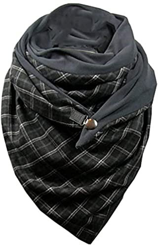Niwicee Schal Dreieck Damen Shawl Button Knopf Dreieckstuch Streifen Warm Soft Gemustert Einfarbig Herbstschal Winterschal Herbst Winter Gift HalstüCher Frauen(Multicolor-12, 1PC) W10GY