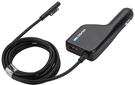 Surface Laptop Car Charger 15V 120W Compatible with 102W 65W 44W Microsoft Surface Book Laptop 7 6 5 4 3 2 1 Surface Pro X 11 10 9 8 7 6 5 4 3 Go Tablet with QC3.0 USB Port