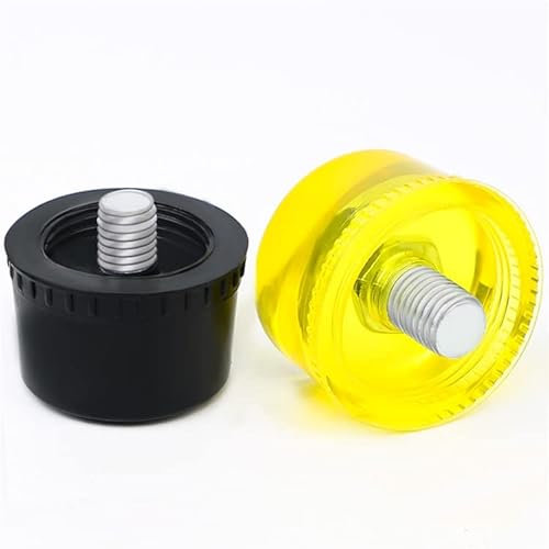 Kadimendium 2 Set Rubber Striking Head Hammer Replacement Tips Set Mallet Accessories Yellow Black Rubber Mallet Hammer M8 Thread (30mm Diameter)