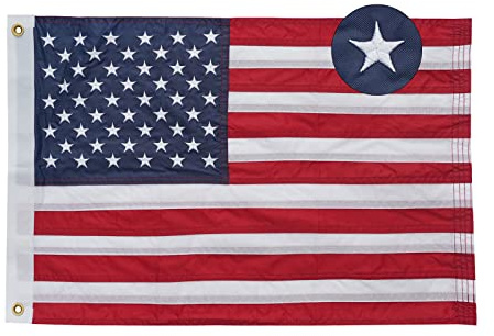 Bradford Amerikanische Flagge, 30,5 x 45,7 cm, bestickt, kleine amerikanische Bootsflagge, doppelseitig, USA, USA, United Flaggen, für den Außenbereich, mit 2 Messingösen und 4 Nähreihen