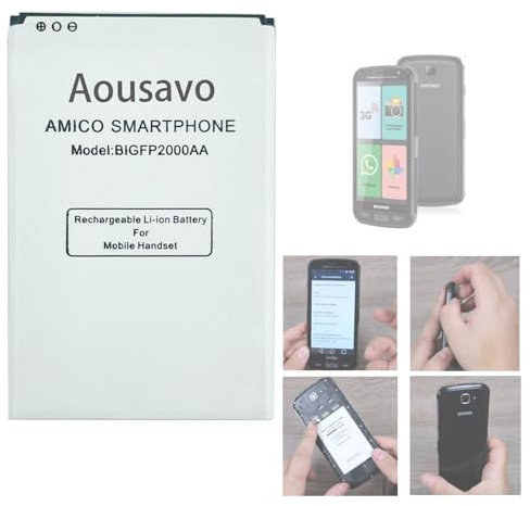Aousavo BigFP2000AA Amico smartphone + batteria di ricambio BigFP2000AA compatibile con smartphone + BRONDI Amico/N.2/N2 BL-55A Amico smartphone +