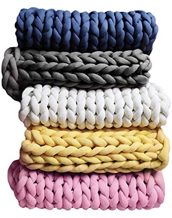 Zoomlie Handgestrickte Decke Weiche Verdickte Decke 100x150cm Reisedecke Sofa Überwurf Decken Bettüberwurf Gewichtsdecke