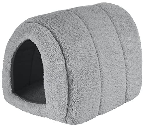 Me and My Pet Soft Fluffy Grey Fleece Igloo Bed for Cat or Kitten or Puppy Dog