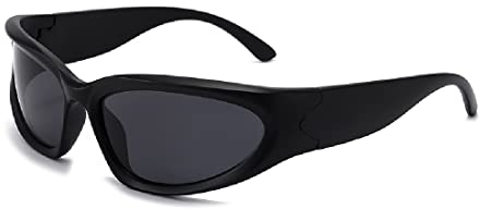 Y2K Sonnenbrille für Damen Herren Trendy Shield Wrap Around Sonnenbrille Randlos Übergroße Mode Rahmenlose Sonnenbrille