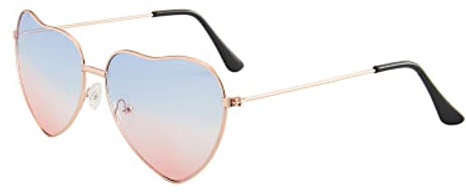 FORKIS Lunettes de Soleil Coeur en Forme De Bonbons Lunettes De Soleil en Métal Verrages sans Cruche Rayons De Soleil Verres De Soleil-E