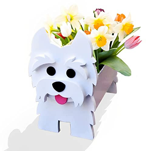 strolfay Pot de fleurs en PVC pour femme, joli pot de fleurs en PVC pour intérieur et extérieur, pot de fleurs pour anniversaire, bureau, amoureux des animaux domestiques, 24 x 21,3 x 30,1 cm (West