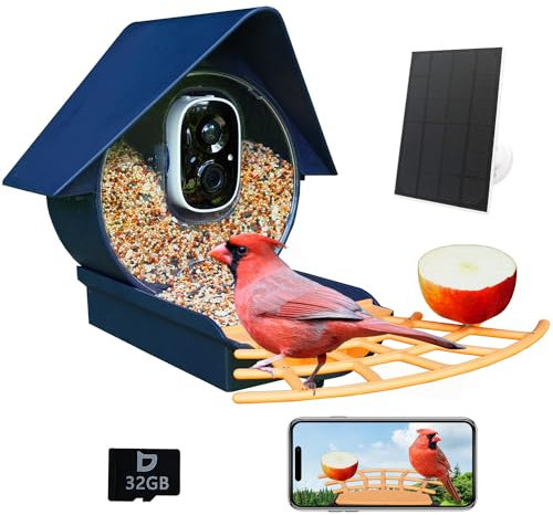 Birdkiss 【Smart Solar Feeder Kamera】AI Identify WiFi Kamera mit Auto Bird Video Capture & Instant Benachrichtigungen, Ideales Vogelliebhaber Geschenk