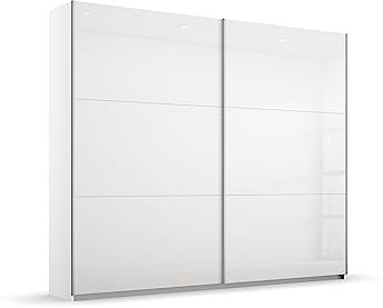 Rauch Möbel Aurelio Schrank Kleiderschrank Schwebetürenschrank, Hochglanz Weiß/Alpinweiß, 2-türig, inkl. 2 Kleiderstangen, 2 Einlegeböden BxHxT 218x210x59 cm