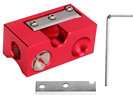 Otufan Aluminium-Queue-Spitzenschneider, 5,6 X 3,1 X 2,4 cm, Pool-Queue-Drehmaschine, Billard-Queue-Spitzenschneider Mit Ersatzklinge, Sechskantschlüssel Für Billard-Reparatur(Rot)